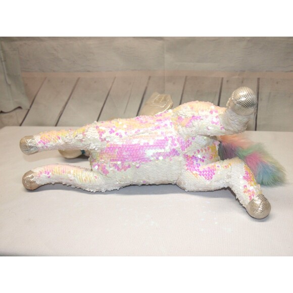 Plush Flying Rainbow Unicorn Soft Toy with Sequins Medium Sized - Picture 5 of 5